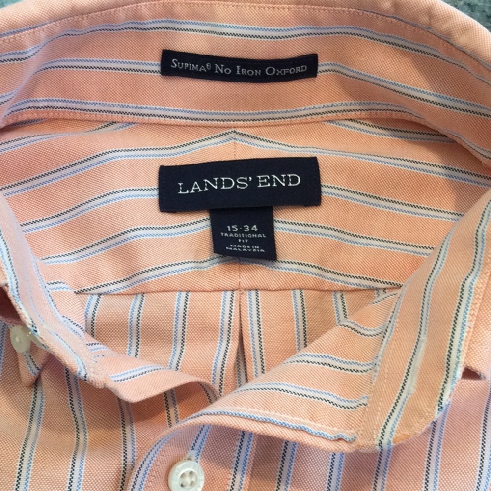 - Land’s End men’s Oxford button down Supima cotton shirt. Size 15 med